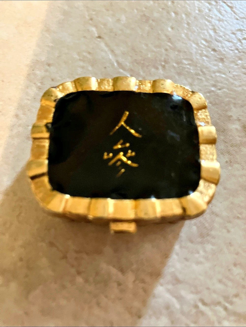 Vintage Jovan Ginseng Solid Perfume Gold & Black Compact